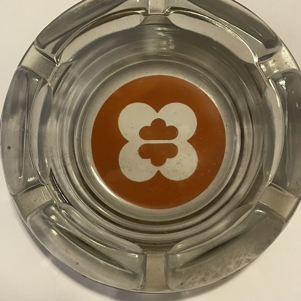 Vintage 6-slot glass Ashtray hotel Logo